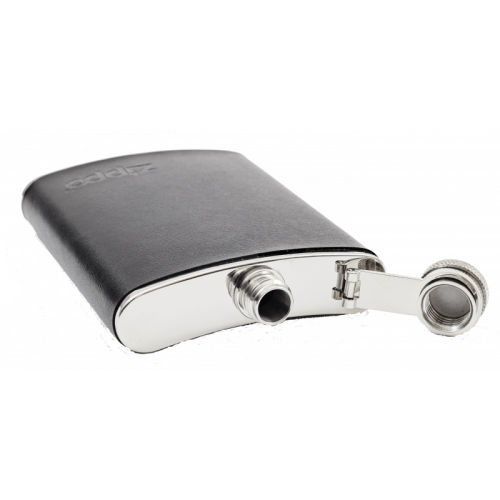 Zippo Stainless Steel 6oz Hip Flask - Leather Wrapped